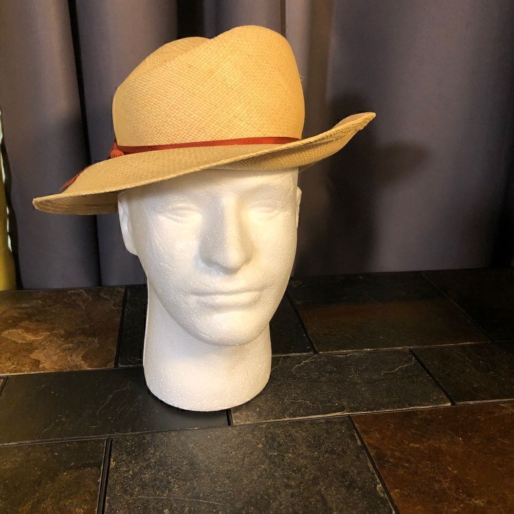 Vintage Betmar New York Feather Straw Hat Sun Shade Church